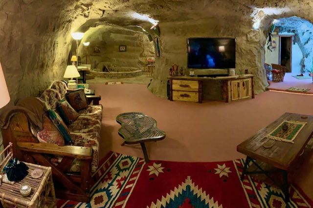 Interior of cave home in New Mexico