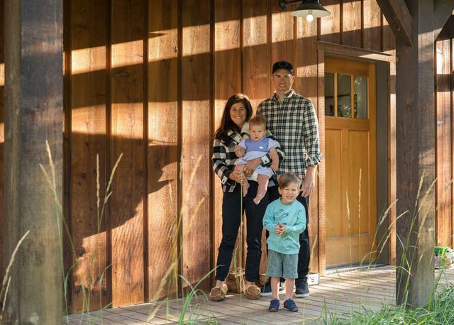 Carter Westfall and his wife, Kate West, shown here with their children Keaton “Keats” Westfall (9 months) and Shepard “Shep” Westfall (3½ years), bought a house in Wilson, Wyo., near the Jackson Hole ski area in August.