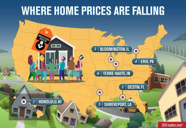 Map: Metros where home prices are falling