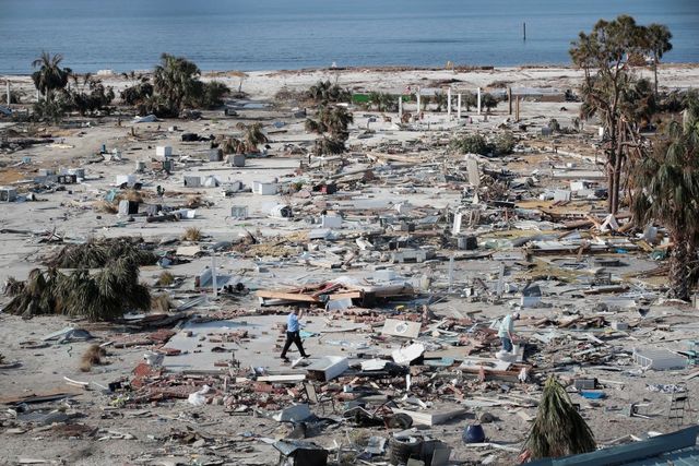 Photo shows the destruction at Mexico Beach, Fla., after Hurricane Michael in 2018.