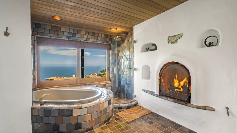 Bathroom with fireplace
