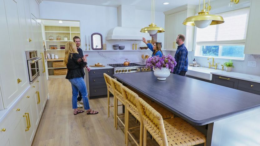 A completed kitchen renovation shows off the McGee's design style on "Dream Home Makeover."