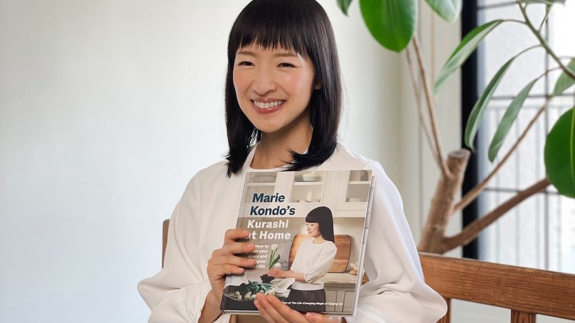 Marie Kondo with her new book, “Kurashi at Home.”