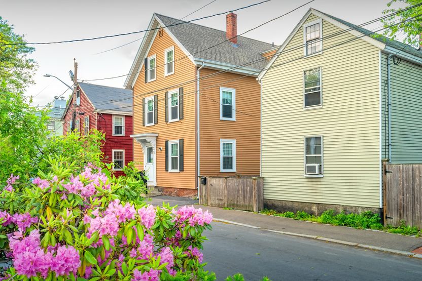 Colorful traditional houses in Salem, Massachusetts, USA.